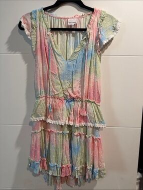 Skylar + Madison Pastel Multicolor Tiered Lace-Trim Dress
